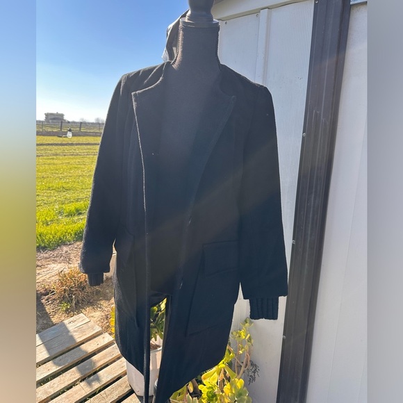 J JILL PEA COAT WOMENS BLACK 50%WOOL SMALL - Picture 1 of 9